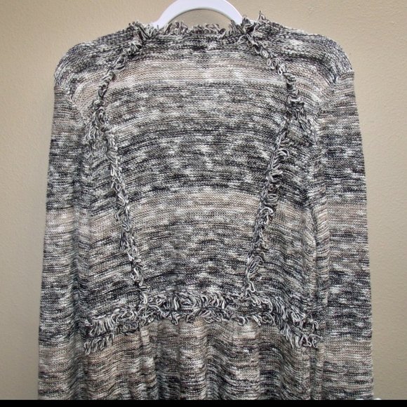 INC International BROWN & TAN CARDIGAN SWEATER Ruffled Detail - Picture 4 of 6